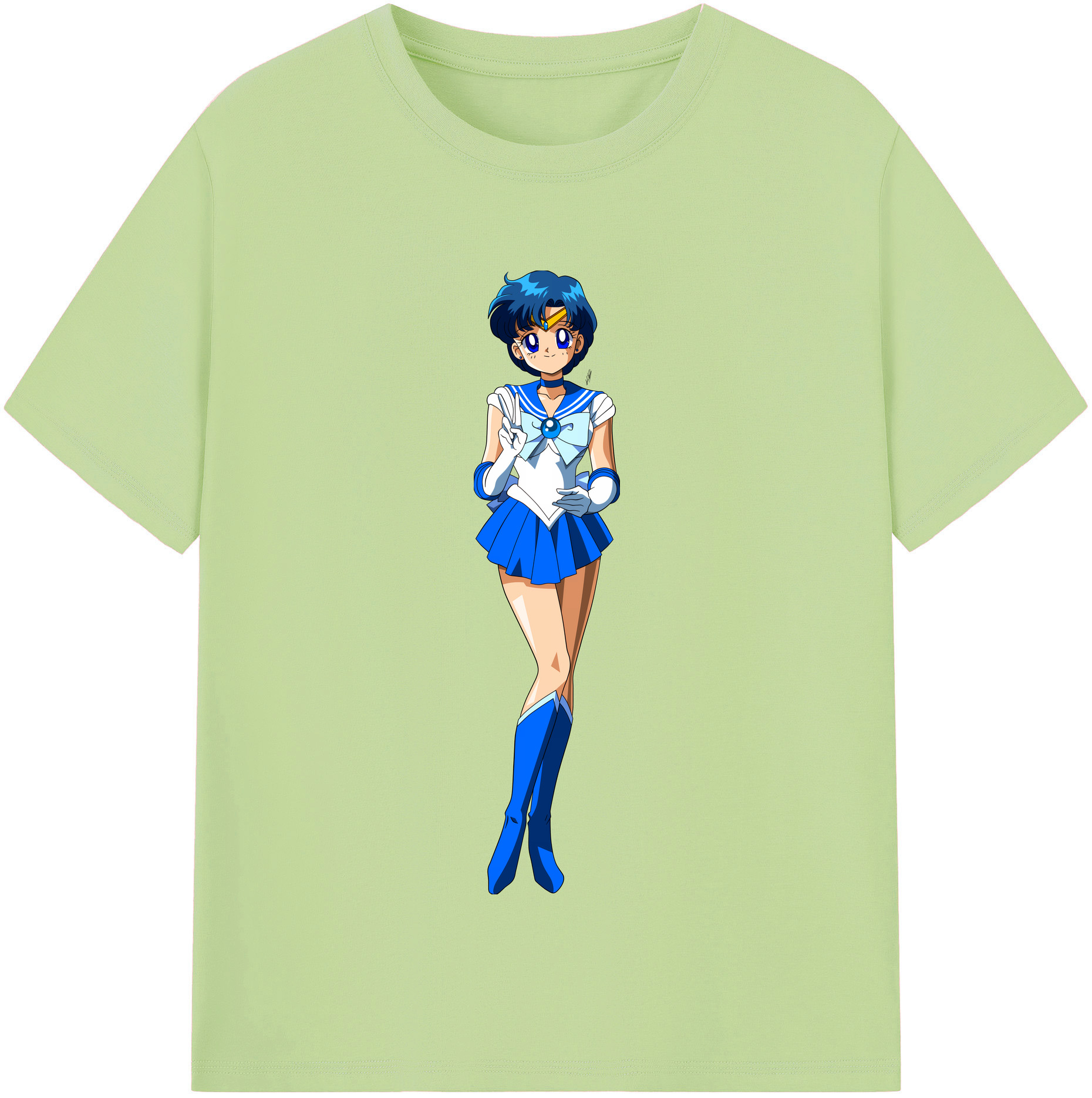 （画像用） 美少女戦士セーラームーン 水野 亜美 みずの あみ Sailor Moon Mizuno Ami 綿100％半袖Tシャツ（フロントプリント）